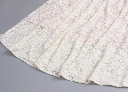 大きいサイズ レディース Vネックビーズボタン花柄レースワンピース LL 3L 4L 5L