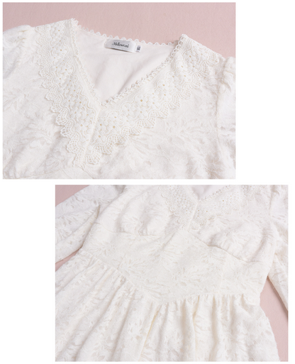 大きいサイズ レディース Vネック花柄レースワンピース LL 3L 4L 5L