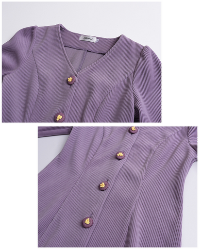 大きいサイズ レディース VネックボタンダウンAラインワンピース LL 3L 4L 5L