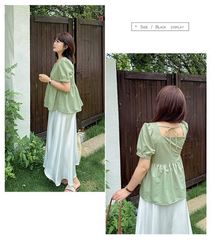 大きいサイズ レディース レースアップフリルベビードールブラウス LL 3L 4L 5L