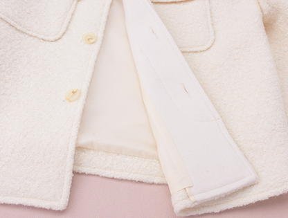 大きいサイズ レディース 厚手ミルキーホワイトショートジャケット LL 3L 4L 5L