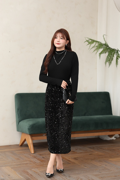 大きいサイズ レディース ハイネック長袖スタイリッシュインナーシャツ LL 3L 4L 5L