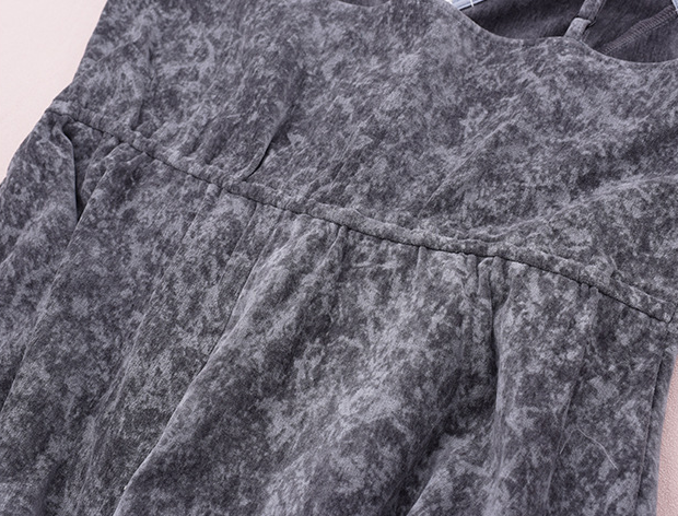 大きいサイズ レディース  ファーベルベットスリップワンピースヴィンテージプリント LL 3L 4L 5L