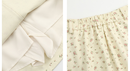 大きいサイズ レディース 小花柄ハイウエストAラインミニスカート LL 3L 4L 5L 6L