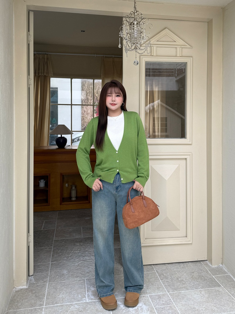 大きいサイズ レディース フェイクツーピースニットカーディガン LL 3L 4L 5L