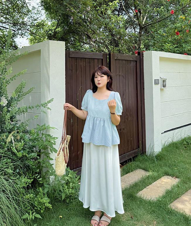 大きいサイズ レディース レースアップフリルベビードールブラウス LL 3L 4L 5L