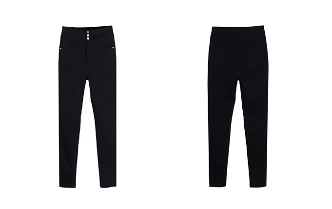 大きいサイズ レディース ハイウエストタイトブラック厚手デニムパンツ LL 3L 4L 5L