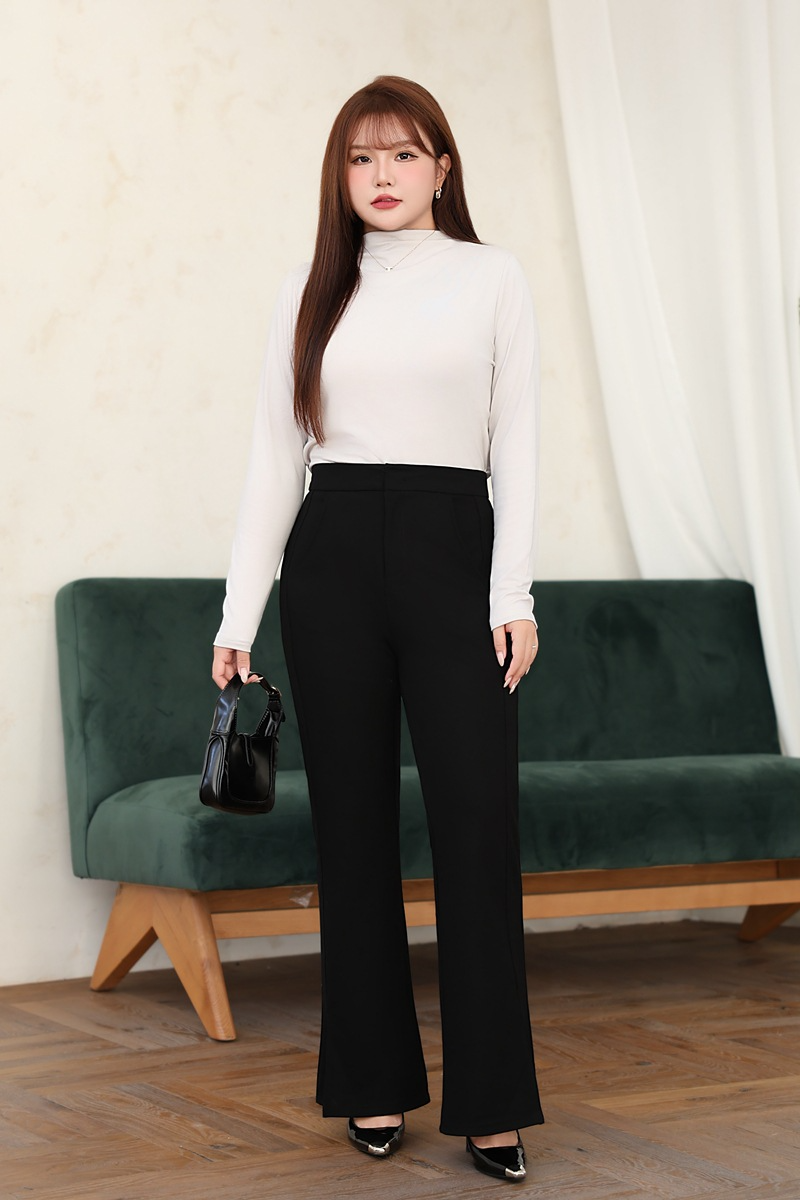 大きいサイズ レディース ハイネック長袖スタイリッシュインナーシャツ LL 3L 4L 5L