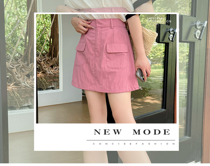 大きいサイズ レディース ドローストリング付きワークウェアスタイルミニスカート LL 3L 4L 5L