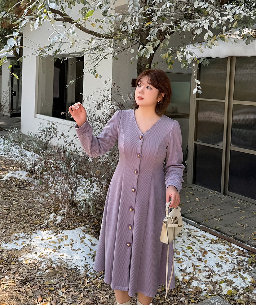 大きいサイズ レディース VネックボタンダウンAラインワンピース LL 3L 4L 5L