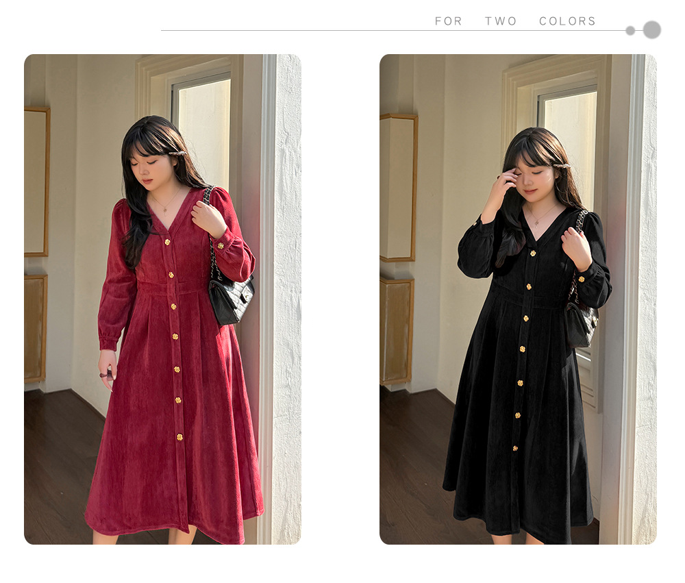 大きいサイズ レディース Vネックベルベット花柄ボタンダウンワンピース LL 3L 4L 5L