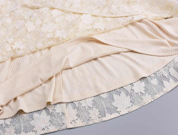 大きいサイズ レディース レース切替えVネックニットワンピース LL 3L 4L 5L