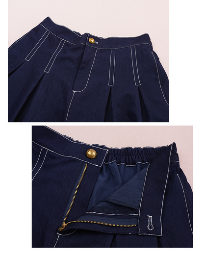 大きいサイズ レディース ネイビーブルーデニムツーピース（ベスト＋スカート） LL 3L 4L 5L