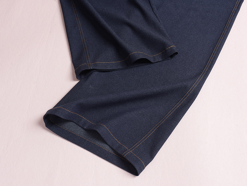 大きいサイズ レディース デニム風プリーツストレートワイドレッグパンツ LL 3L 4L 5L