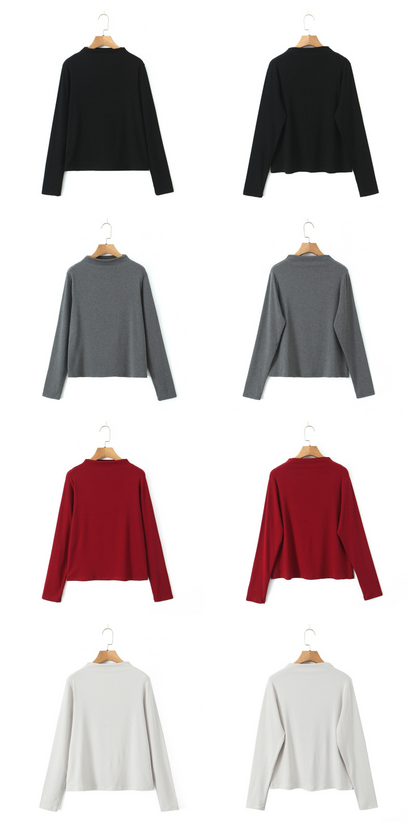 大きいサイズ レディース ハイネック長袖スタイリッシュインナーシャツ LL 3L 4L 5L