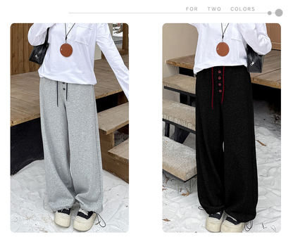 大きいサイズ レディース フラワーボタン付きフリース裏地スウェットパンツ LL 3L 4L 5L