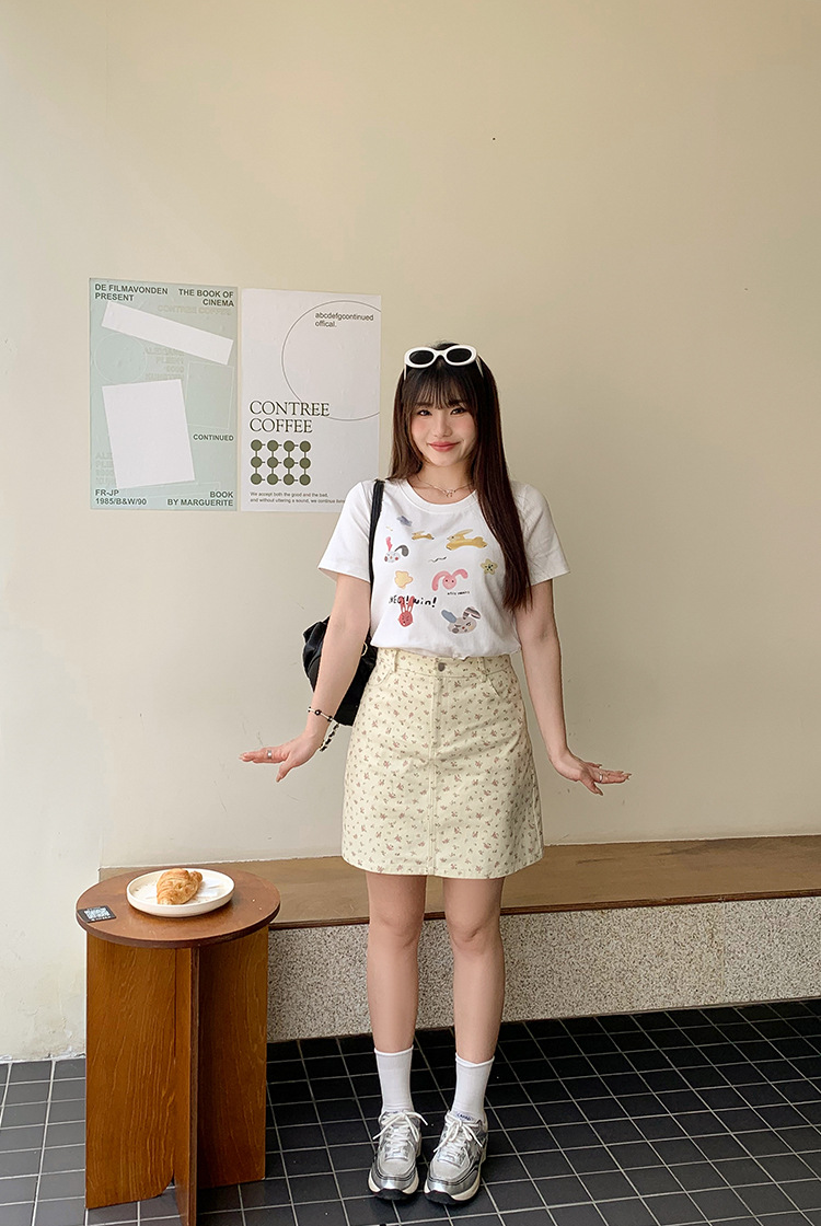 大きいサイズ レディース 小花柄ハイウエストAラインミニスカート LL 3L 4L 5L 6L