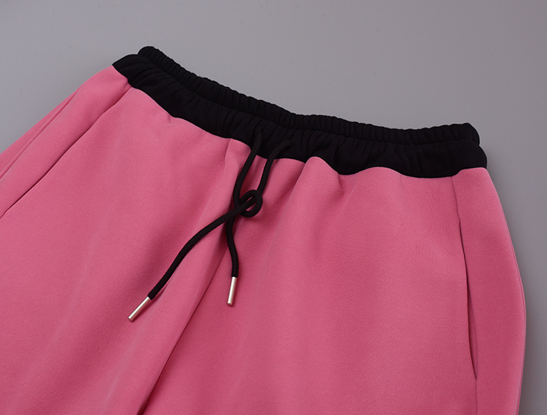 大きいサイズ レディース ニットコントラストウエストバンドストレートカジュアルパンツ LL 3L 4L 5L