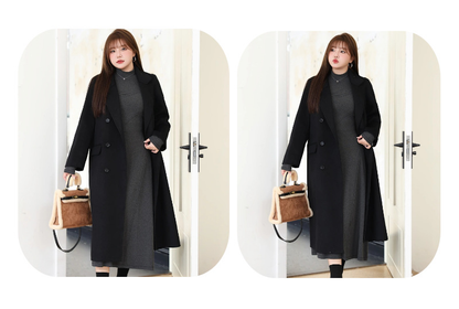 大きいサイズ レディース セミハイネックニットフェイクツーピースワンピース LL 3L 4L 5L