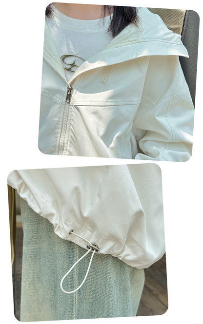 大きいサイズ レディース フード付きハイカーゴダブルジッパージャケット LL 3L 4L 5L