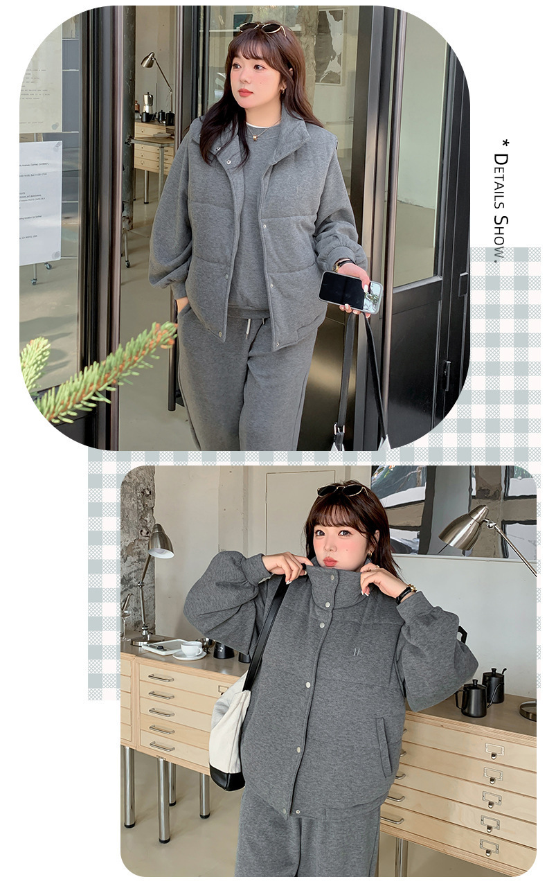 大きいサイズ レディース スリーピース（ベスト・シャツ・パンツ）ベルベットカジュアルスウェット LL 3L 4L 5L