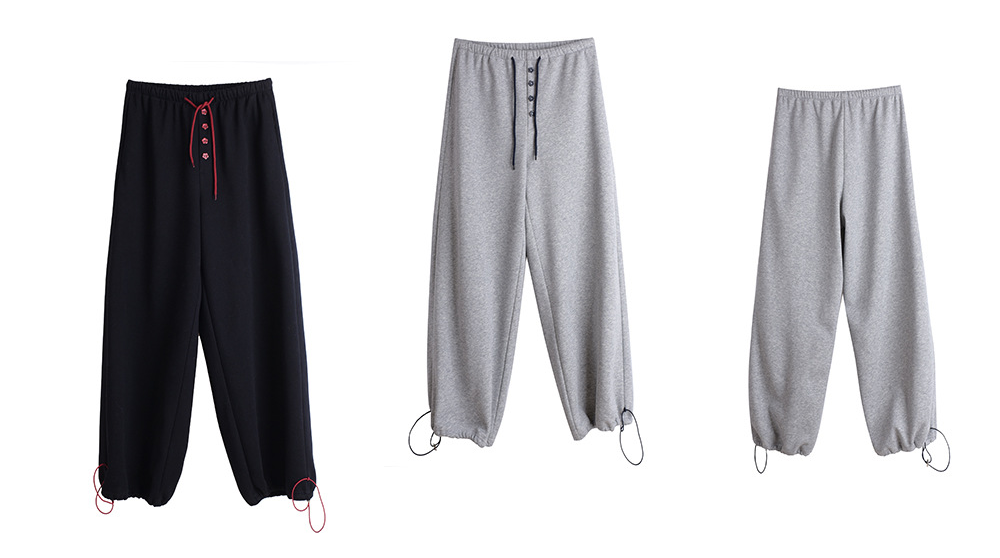 大きいサイズ レディース フラワーボタン付きフリース裏地スウェットパンツ LL 3L 4L 5L