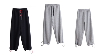 大きいサイズ レディース フラワーボタン付きフリース裏地スウェットパンツ LL 3L 4L 5L