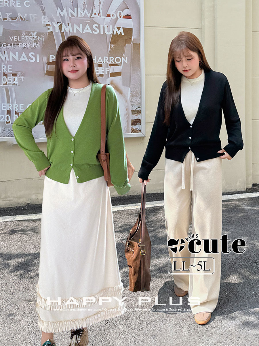 大きいサイズ レディース フェイクツーピースニットカーディガン LL 3L 4L 5L