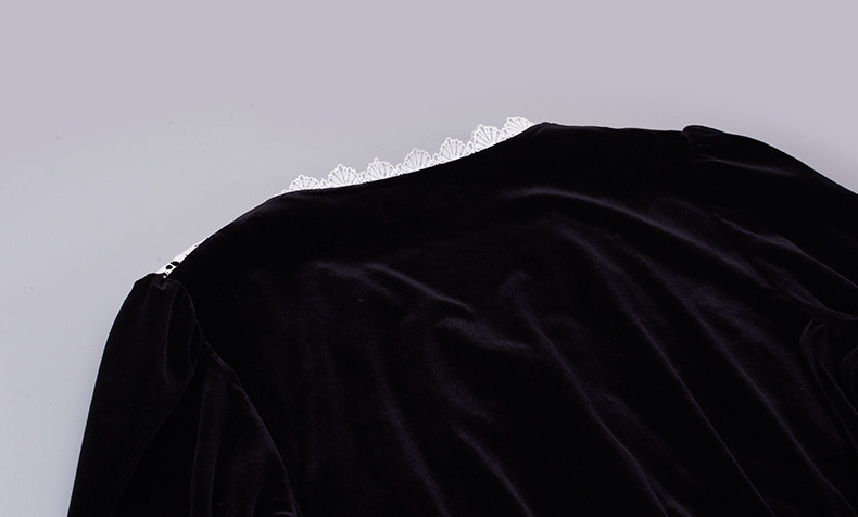 大きいサイズ レディース Vネックレースベルベットエレガントワンピース  LL 3L 4L 5L 6L