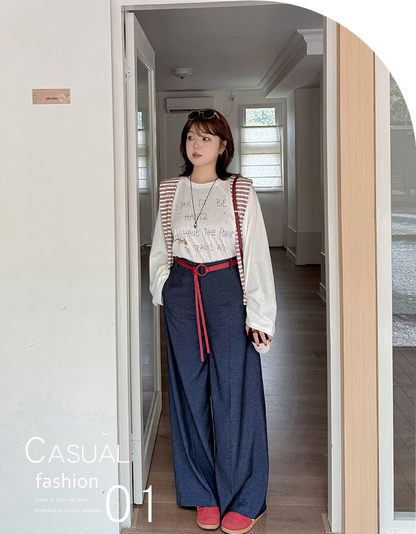 大きいサイズ レディース ストレートハイウエストレッグパンツ（ベルト別売） LL 3L 4L 5L