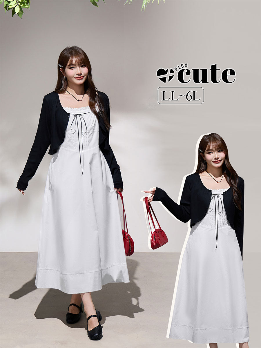 大きいサイズ レディース ブラックカーディガン/リボンワンピース(別売) LL 3L 4L 5L 6L