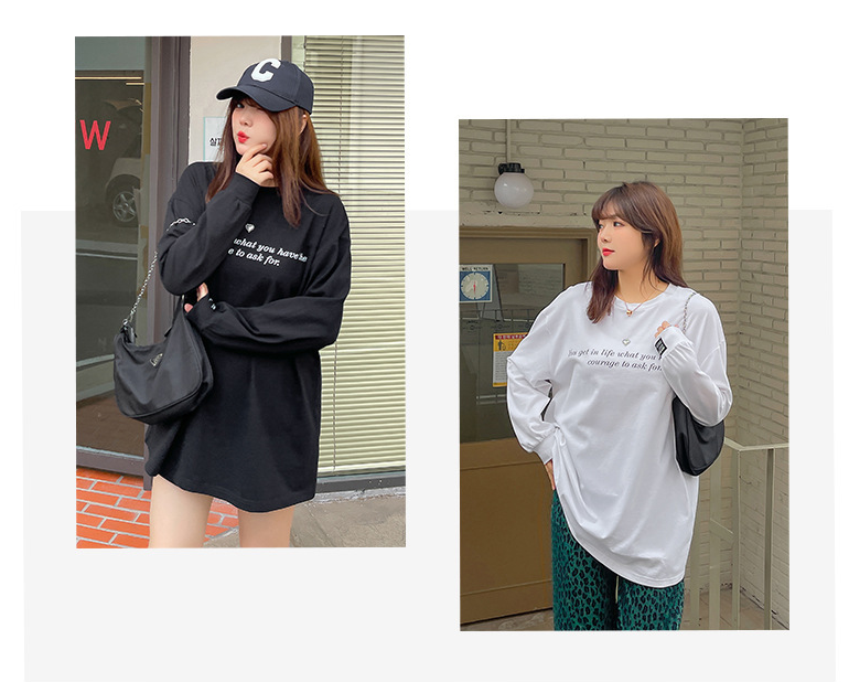 大きいサイズ レディース ハートチャームラウンドネックプリント長袖スウェットTシャツ LL 3L 4L 5L