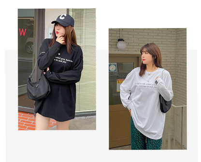 大きいサイズ レディース ハートチャームラウンドネックプリント長袖スウェットTシャツ LL 3L 4L 5L