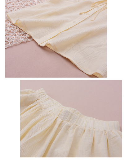 大きいサイズ レディース リボンフレンチセットアップ（トップス+ショートスカートパンツ） LL 3L 4L 5L