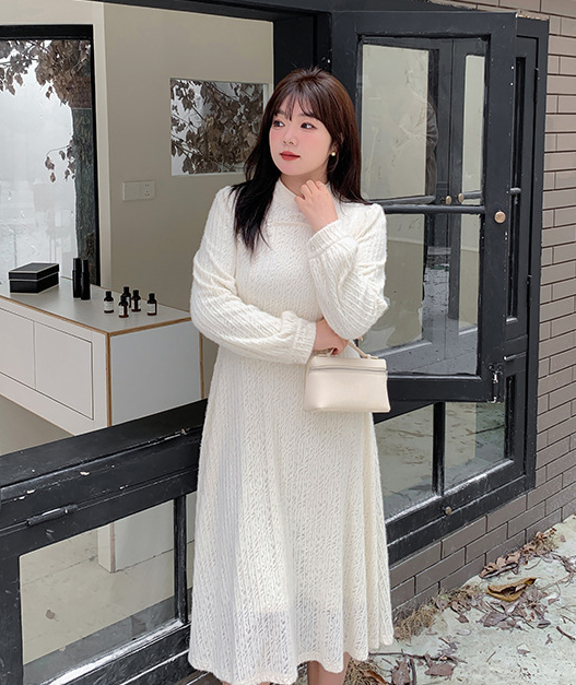 大きいサイズ レディース チャイナ風レトロ花柄ビーズボタンレースワンピース LL 3L 4L 5L