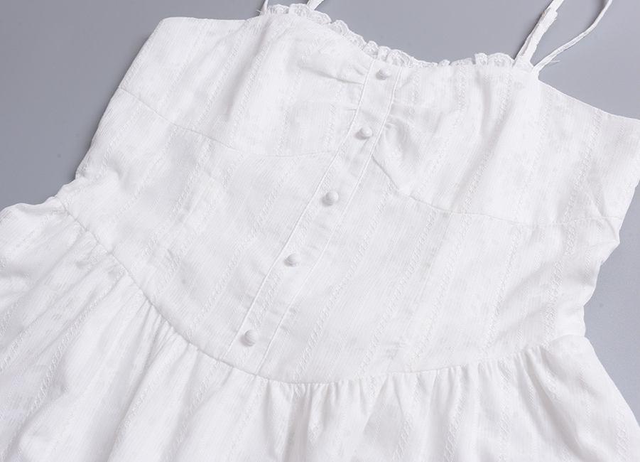 大きいサイズ レディース ストライプ柄ジャカードコットンフリルワンピース（ミニ / ロング） LL 3L 4L 5L