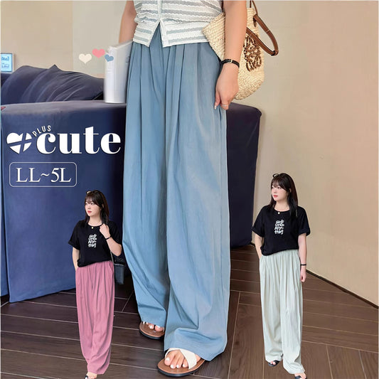 大きいサイズ レディース カジュアルルーズワイドパンツ LL 3L 4L 5L