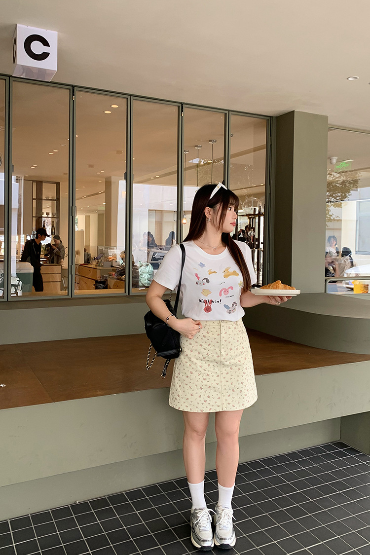 大きいサイズ レディース 小花柄ハイウエストAラインミニスカート LL 3L 4L 5L 6L