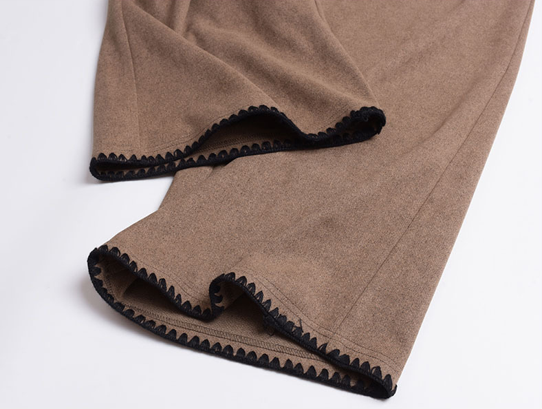 大きいサイズ レディース コントラストステッチウール風ワイドレッグパンツ LL 3L 4L 5L