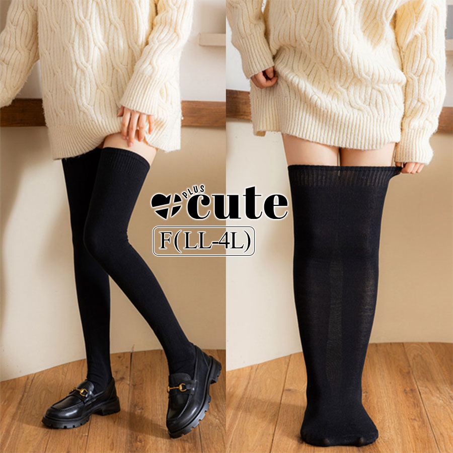 大きいサイズ レディース 滑り止め付きニーハイソックス F フリーサイズ(LL-4L)