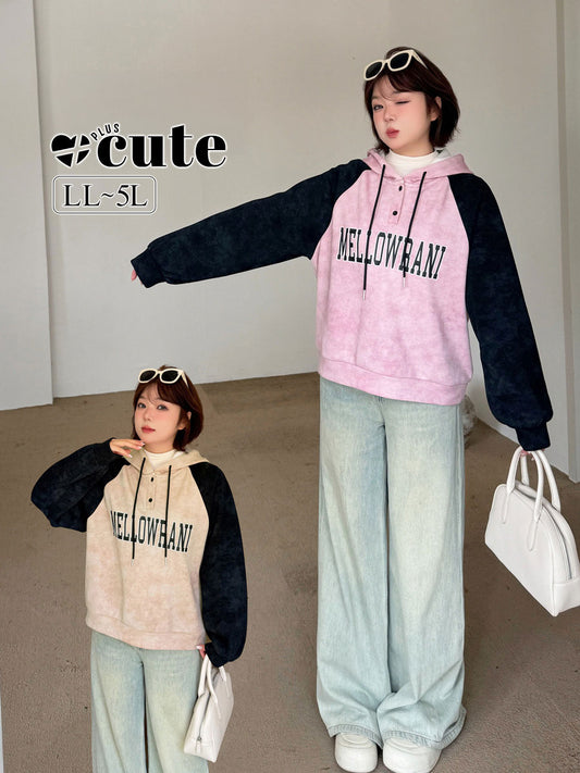 大きいサイズ レディース フリース裏地ラグランスリーブスウェットパーカー LL 3L 4L 5L