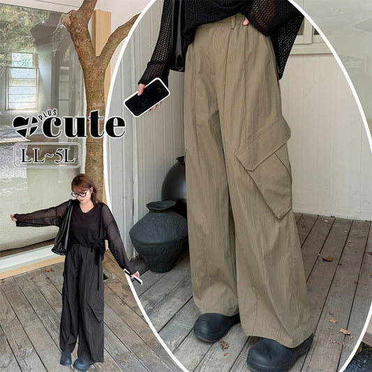 大きいサイズ レディース クールカジュアルワークウェアワイドレッグパンツ LL 3L 4L 5L