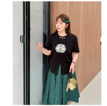 大きいサイズ レディース レトロチャイニーズスタイルTシャツ LL 3L 4L 5L