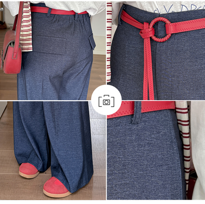 大きいサイズ レディース ストレートハイウエストレッグパンツ（ベルト別売） LL 3L 4L 5L