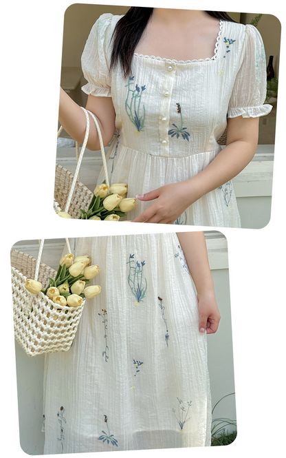 大きいサイズ レディース 花柄刺繍入りレースワンピース LL 3L 4L 5L