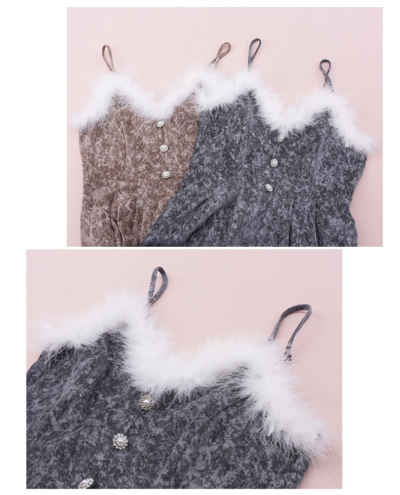 大きいサイズ レディース  ファーベルベットスリップワンピースヴィンテージプリント LL 3L 4L 5L