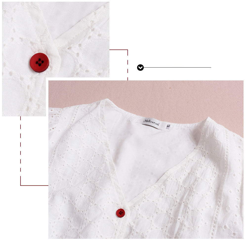 大きいサイズ レディース 刺繍コットンVネックワンピース LL 3L 4L 5L