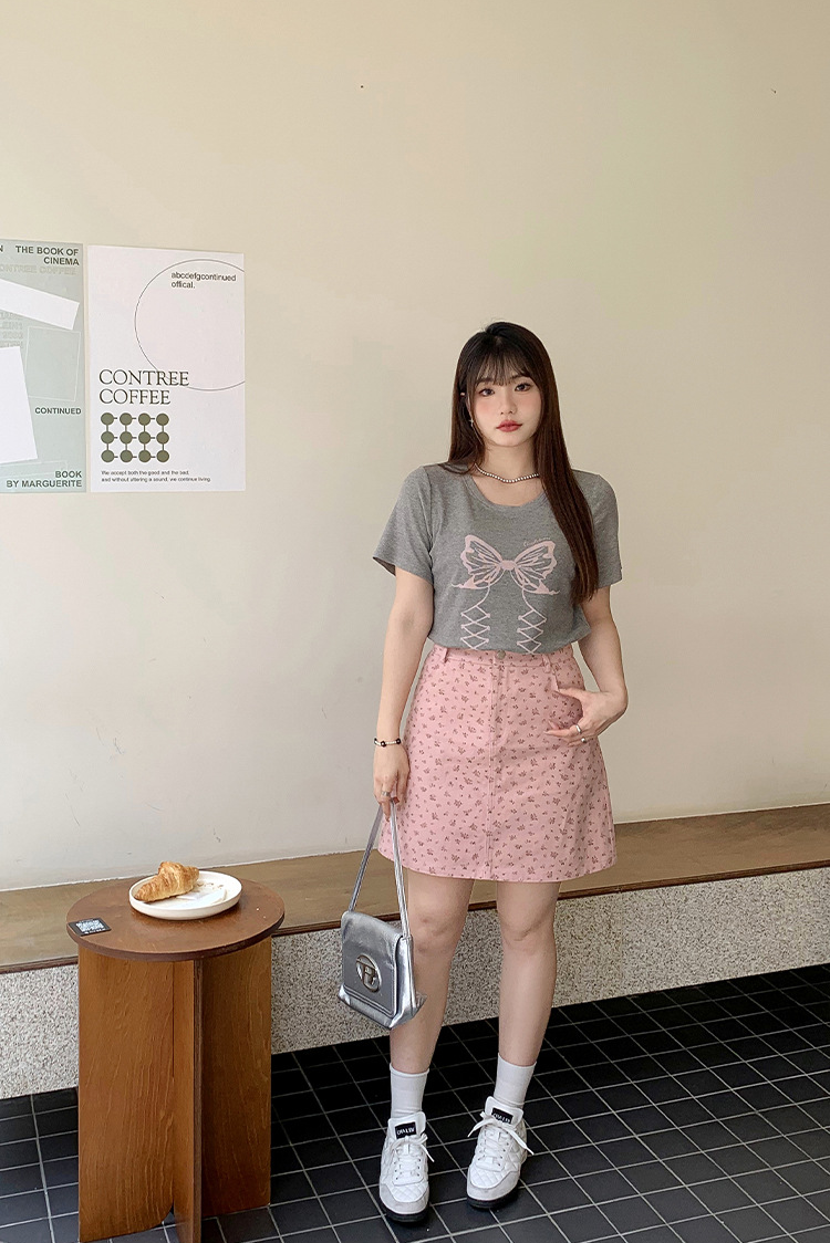 大きいサイズ レディース 小花柄ハイウエストAラインミニスカート LL 3L 4L 5L 6L