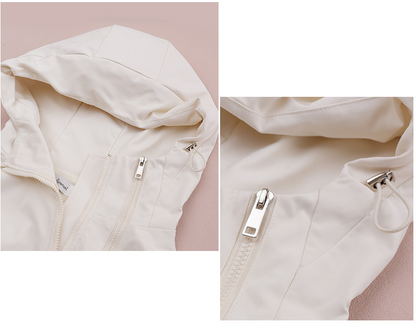 大きいサイズ レディース フード付きハイカーゴダブルジッパージャケット LL 3L 4L 5L