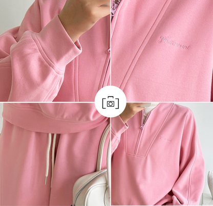 大きいサイズ レディース コットンニットカジュアルツーピーススウェットセットアップ 3L 4L 5L